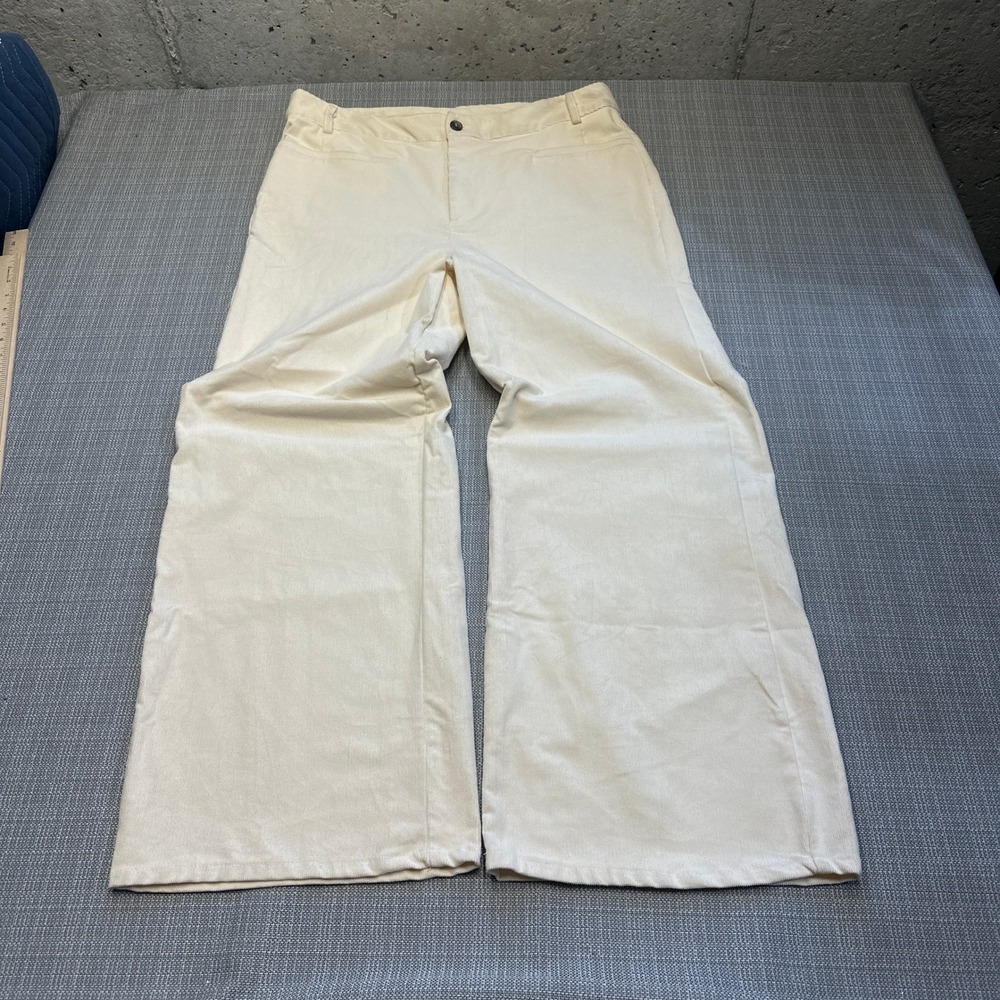 Coastal Corduroy Wide Leg Pants XL Cream High‎ Rise Stretch Quiet Luxury Neutral